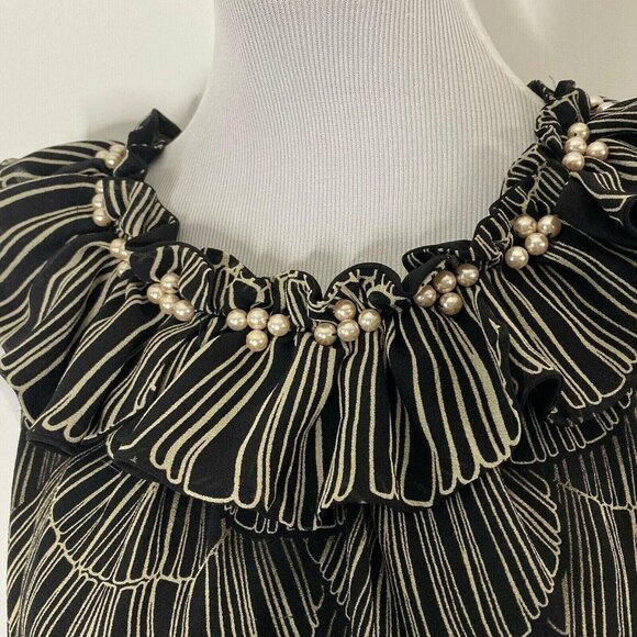 Donna Ricco New York Silk Shift Dress Womens Size 4  Beaded Neck - Picture 6 of 10